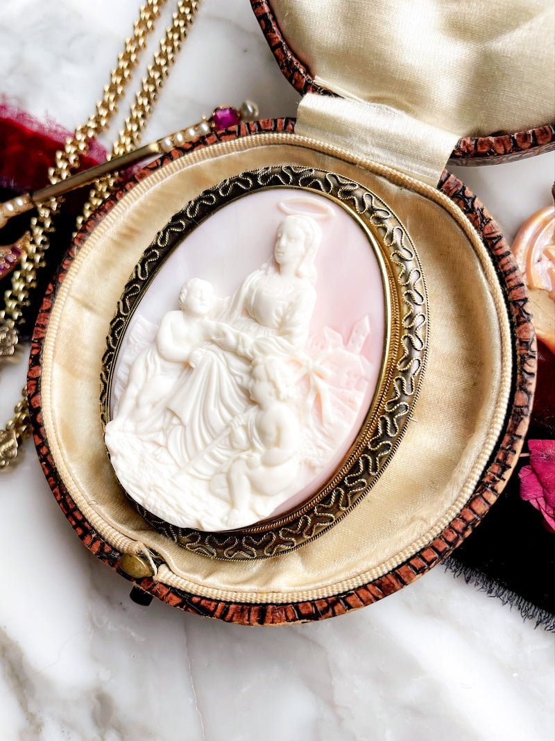 15k Victorian Pink Shell Cameo Brooch