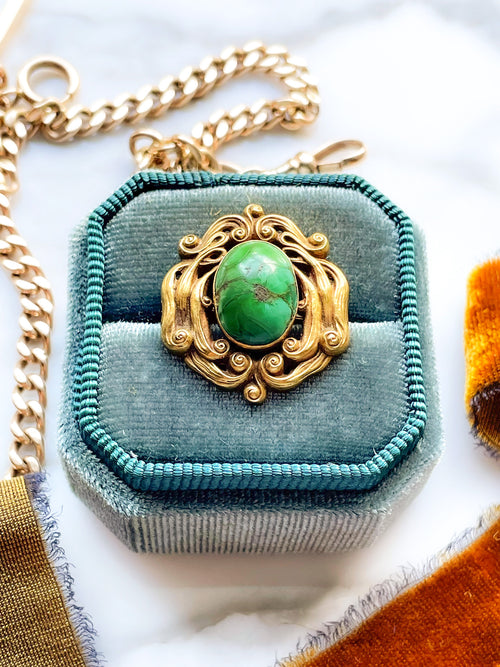 14k Art Nouveau Turquoise Brooch