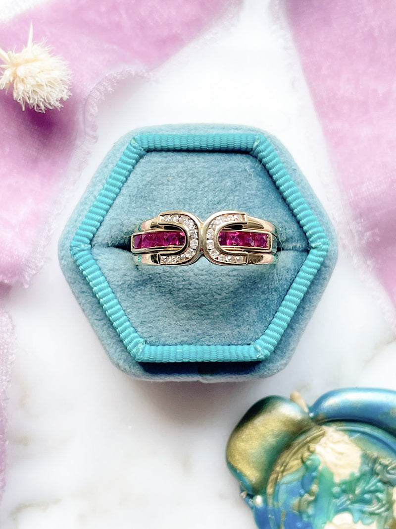 18k Vintage Diamond & Ruby Ring