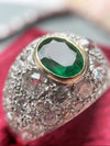 Platinum Art Deco Emerald & Diamond Bombe Ring