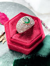 Platinum Art Deco Emerald & Diamond Bombe Ring