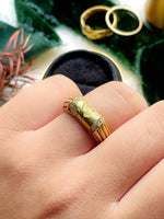 14k Gold Bearing Quartz Cylinder Cabochon Ring