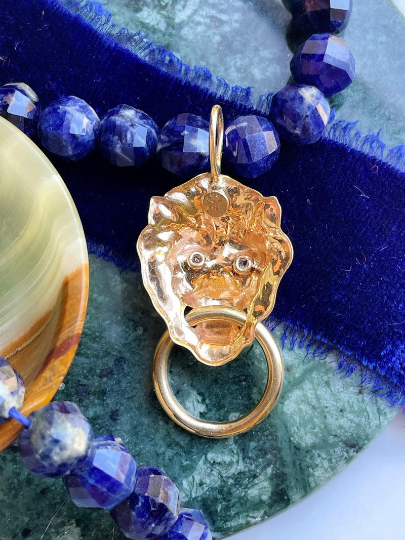 14k Diamond Lion Door Knocker Pendant