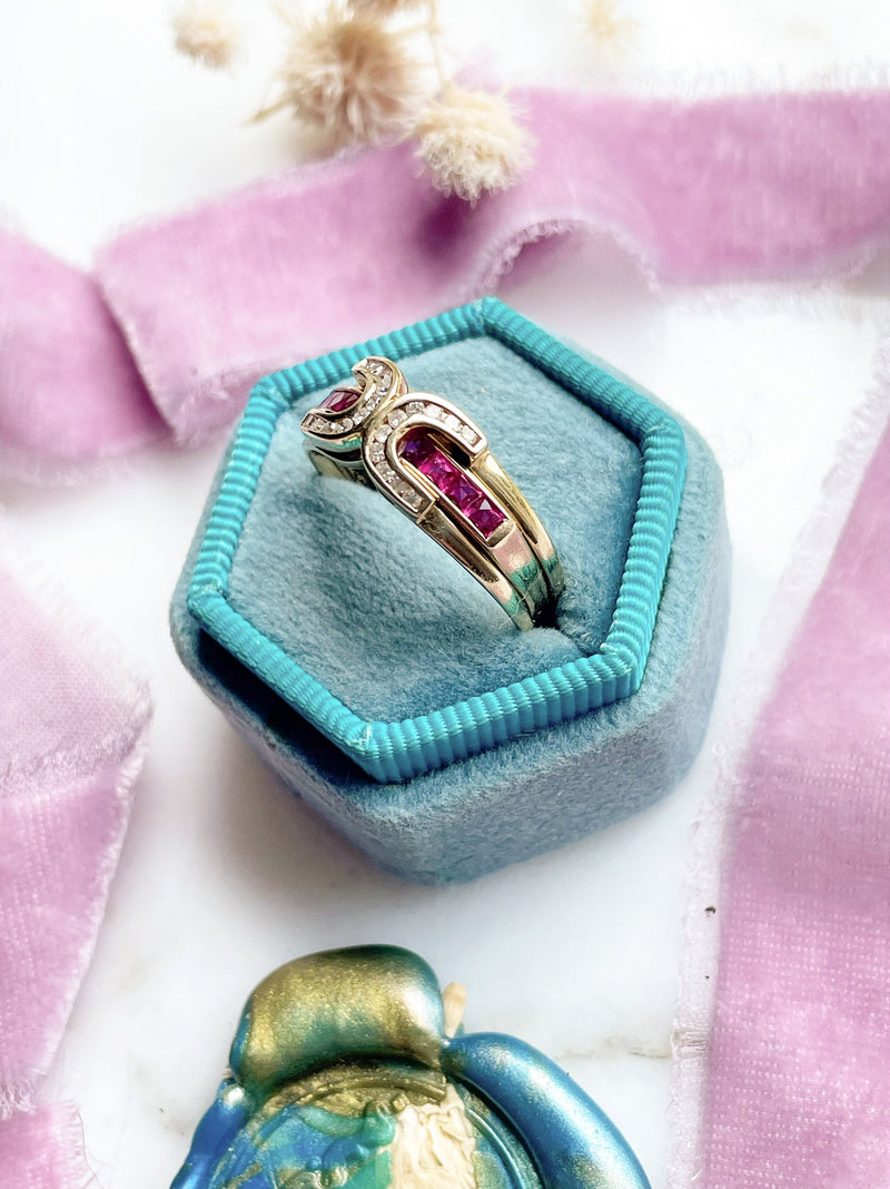 18k Vintage Diamond & Ruby Ring