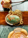 14k Art Nouveau Persian Turquoise Dragon Brooch