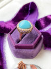 14k Edwardian Turquoise w/ Diamond Halo Ring