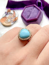 14k Edwardian Turquoise w/ Diamond Halo Ring