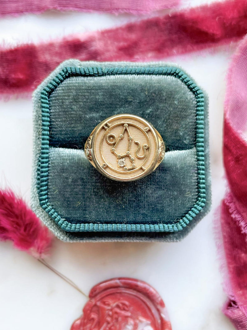 14k Vintage Roberts & Belk Leo Zodiac Ring