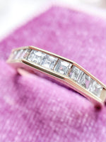 14k 1.00cttw Carre Cut Diamond Half Eternity Band