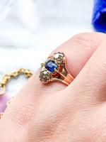 14k Antique Diamond & Sapphire Ring