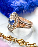14k Antique Diamond & Sapphire Ring