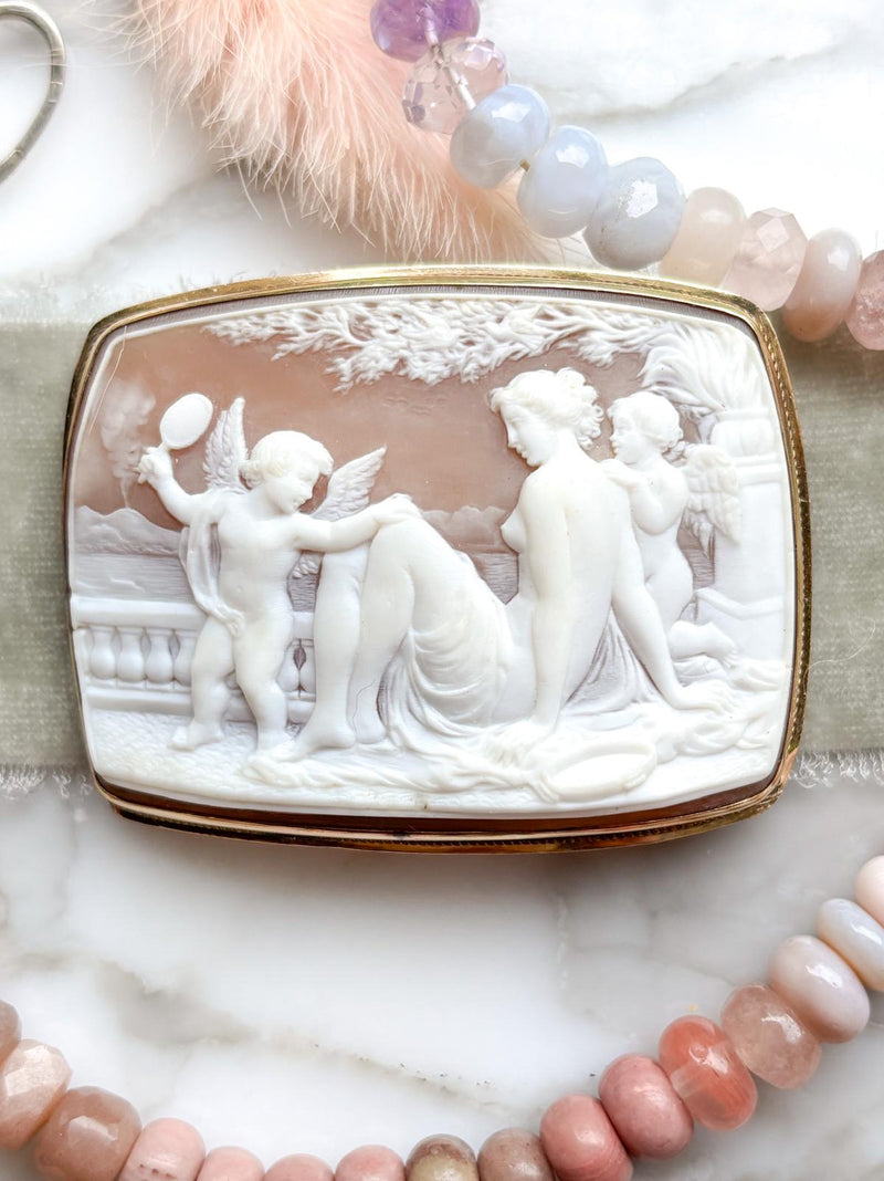 14k Antique Shell Cameo Brooch