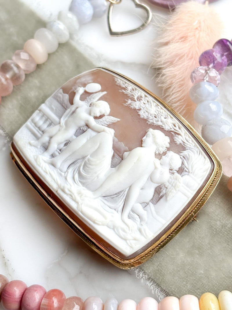 14k Antique Shell Cameo Brooch