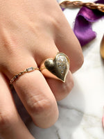 14k Vintage 0.30 cttw Diamond Puffy Heart Ring