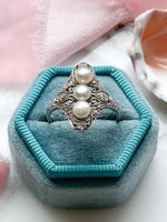 14k Art Deco diamond & Pearl Dress Ring