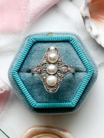 14k Art Deco diamond & Pearl Dress Ring