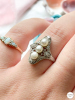 14k Art Deco diamond & Pearl Dress Ring
