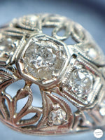 18k Art Deco 0.65cttw Diamond Bombe Ring