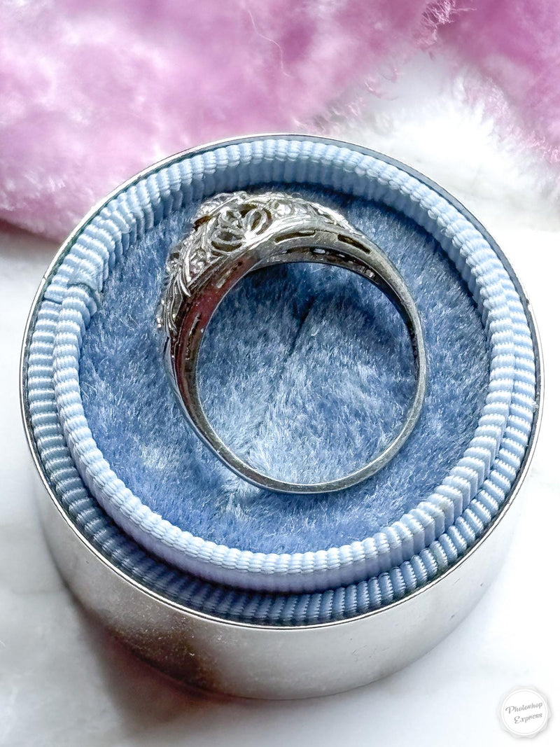 18k Art Deco 0.65cttw Diamond Bombe Ring