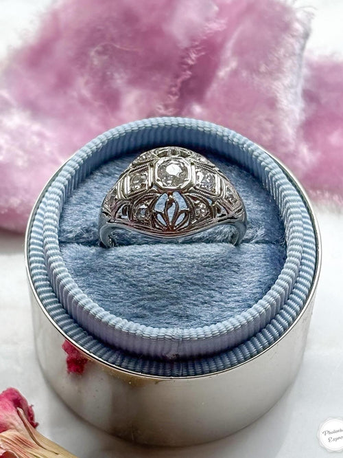 18k Art Deco 0.65cttw Diamond Bombe Ring