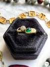 18k Diamond & Emerald Toi et Moi Ring