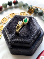 18k Diamond & Emerald Toi et Moi Ring