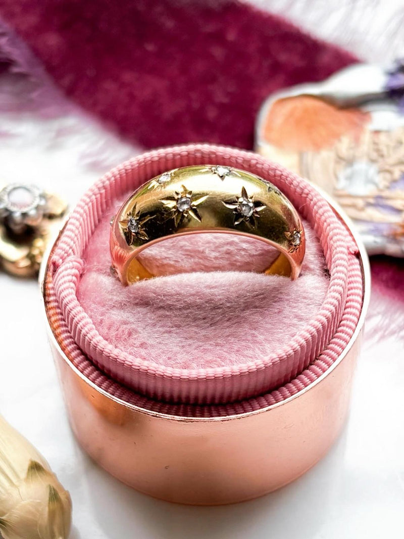 18k Vintage Rose Cut Diamond Starburst Ring
