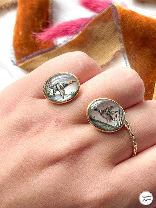 18k Victorian Reverse Intaglio Rock Crystal Cufflinks