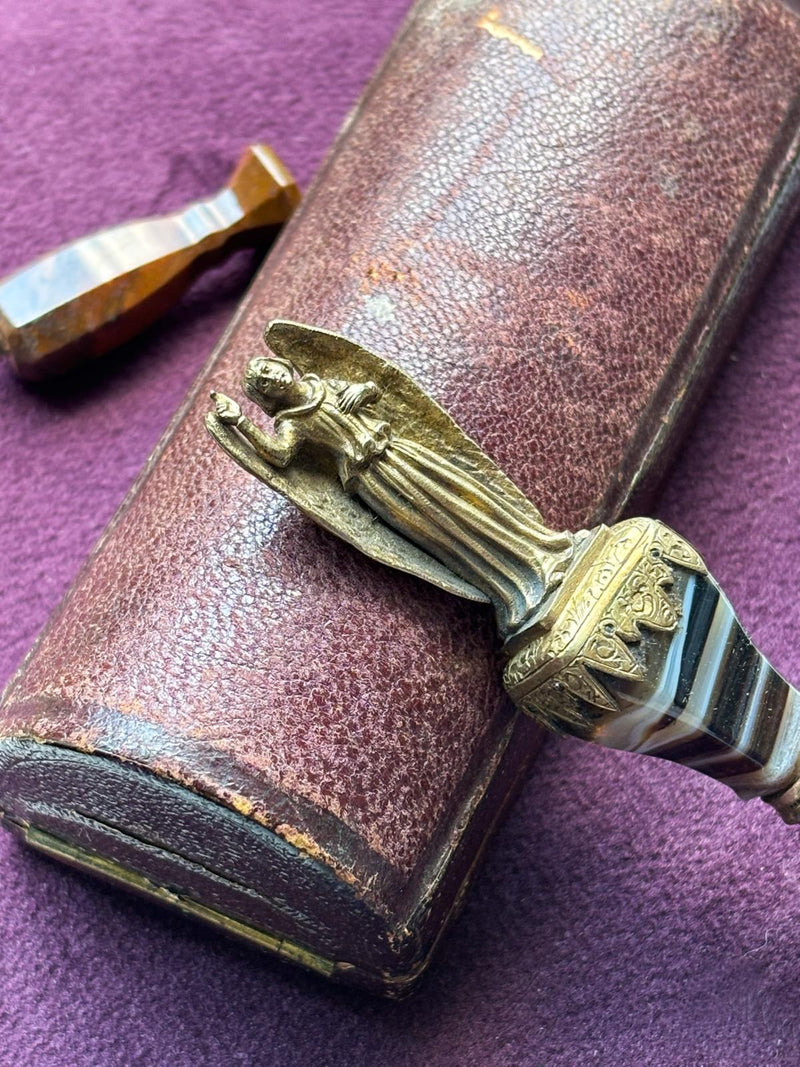 Gilded Brass Antique Banded Agate Wax Seal