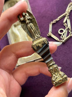 Gilded Brass Antique Banded Agate Wax Seal