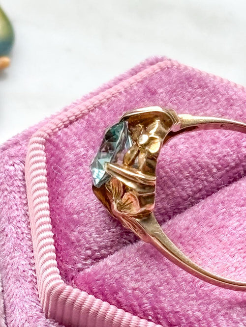 10k Vintage 2.50ct Blue Zircon Ring