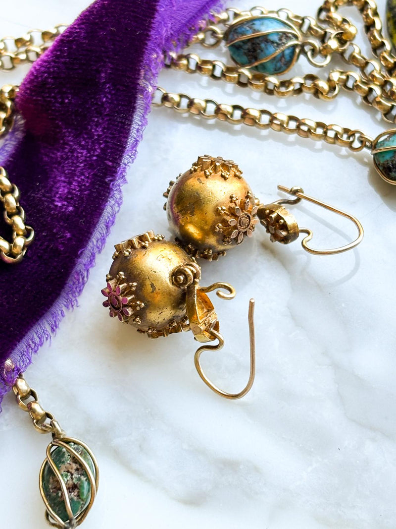 22k Victorian Articulated Ear Bobs