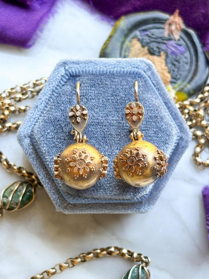 22k Victorian Articulated Ear Bobs