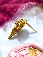 18k Art Nouveau Ruby Cabochon Gargoyle Tietack