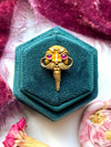 18k Art Nouveau Ruby Cabochon Gargoyle Tietack