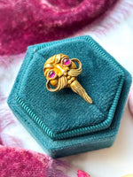 18k Art Nouveau Ruby Cabochon Gargoyle Tietack