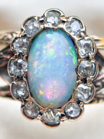 14k Victorian Opal & 0.38cttw Diamond Halo Ring