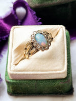 14k Victorian Opal & 0.38cttw Diamond Halo Ring