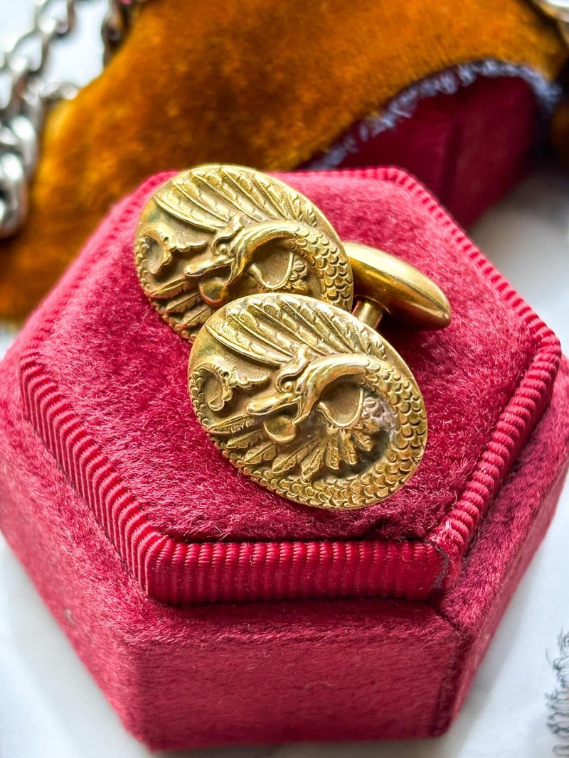 14k Art Nouveau Serpent Cufflinks