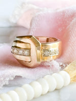 14k Vintage 0.20cttw Diamond Buckle Ring
