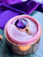 14k Vintage 8.00ct Buff Top Amethyst Ring