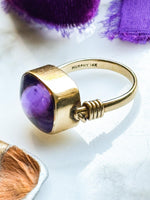 14k Vintage 8.00ct Buff Top Amethyst Ring