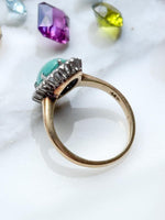 14k Victorian Turquoise with 0.32cttw Diamond Halo
