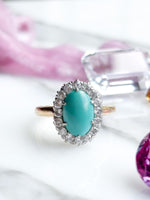 14k Victorian Turquoise with 0.32cttw Diamond Halo