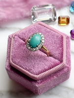 14k Victorian Turquoise with 0.32cttw Diamond Halo