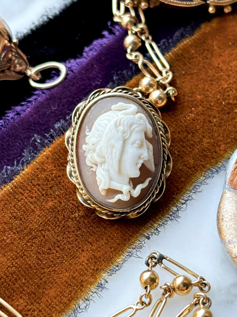 10k Edwardian Medusa Shell Cameo