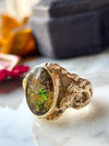 14k Vintage Dragon Fire Agate Ring