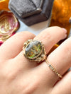 14k Vintage Dragon Fire Agate Ring