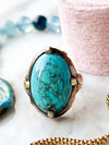 10k Antique Turquoise Matrix Cabochon Ring
