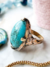 10k Antique Turquoise Matrix Cabochon Ring